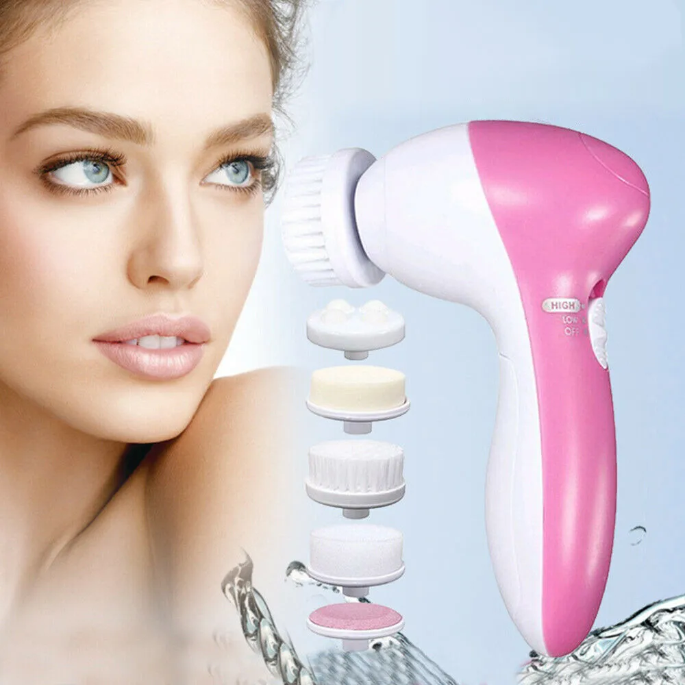 5 in 1 Professional Electric Facial Cleanser Wash Face Machine Pore Cleaner Mini Beauty Massager Brush Cleaning Skin Care | Красота и