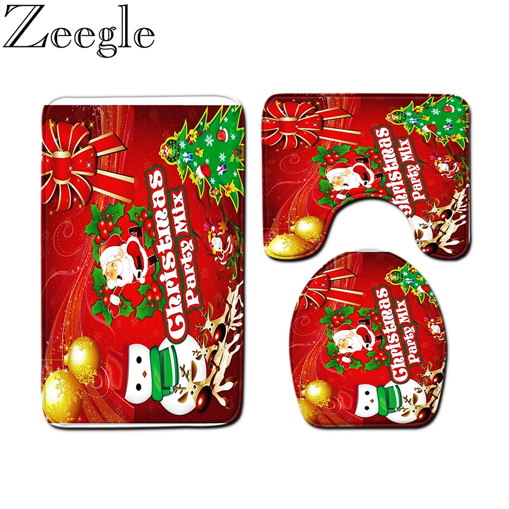 Счастливого Рождества Ванная комната коврики Нескользящие ковролин сиденье для