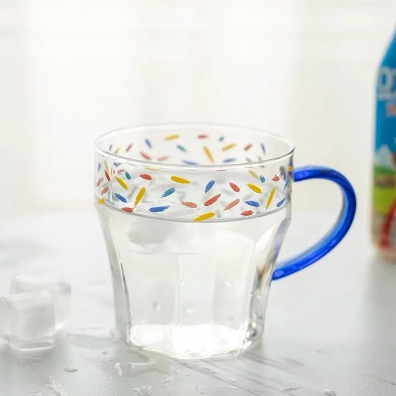 

Mug Glass Girl Heart Water Cup With Handle Microwave Oven Heat-Resistant Glass High Temperature Resistance iNS Korean Mugs