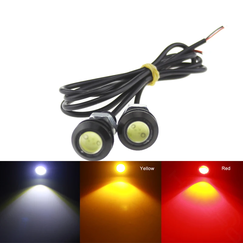 

2x Car LED Signal Bulb COB Auto DRL Daytime Running Light Eagle Eye Fog Lamp Brake Reverse Parking Styling Yellow Red 18MM 23MM