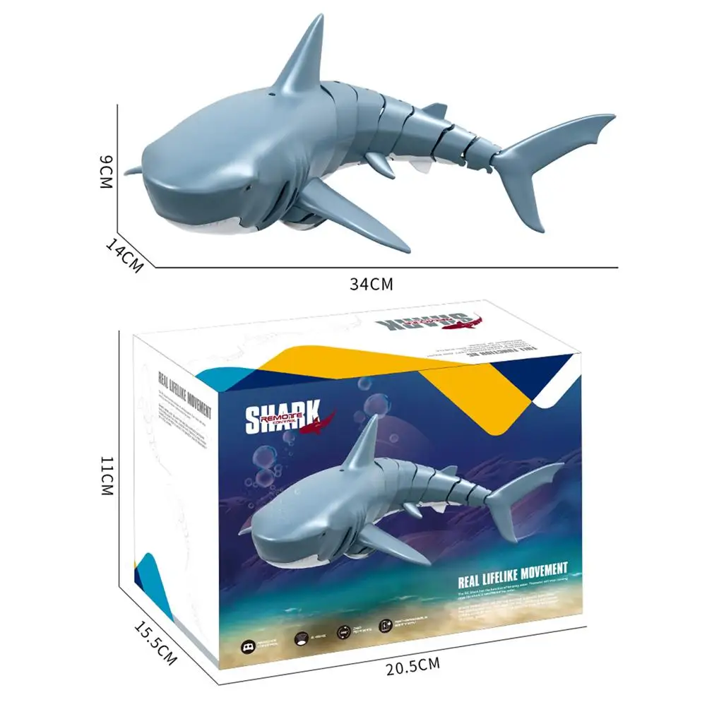 

NEW Shark Toys 2.4G RC Simulation Remote Control Shark Boat Waterproof USB Rechargeable Swimming Pool Bathroom Toy Shark 1:18