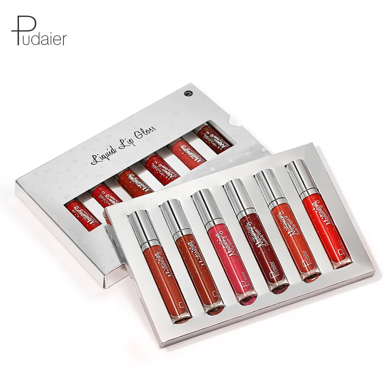 Увлажняющая губная помада Pudaier долговечная жидкая для макияжа губ набор жидких