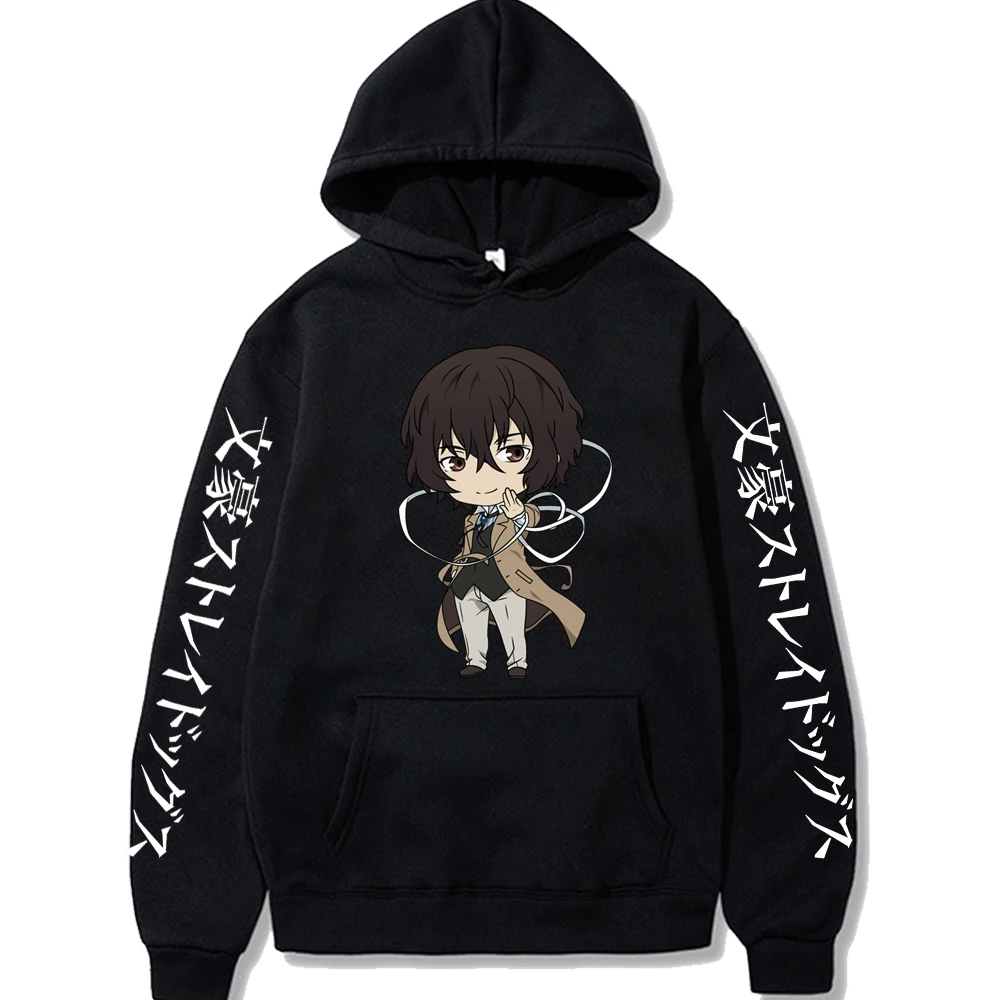 

Kawaii Bungo Stray Dogs Hoodies Sweatshirt Anime Manga Black Hoodies Bluzy Tops Clothes