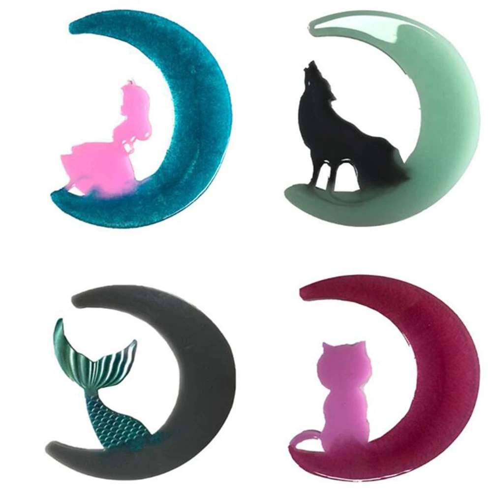 Эпоксидная силиконовая форма 4 шт./компл. луна девочки рыбные хвосты волк кошка
