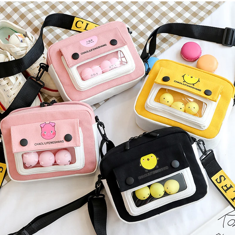 

Canvas Crossbody Bags Cute Cartoon Shoulder Bags New Trend Bag for Women Small Shopping Bags High Quality Messenger Bag Vintage