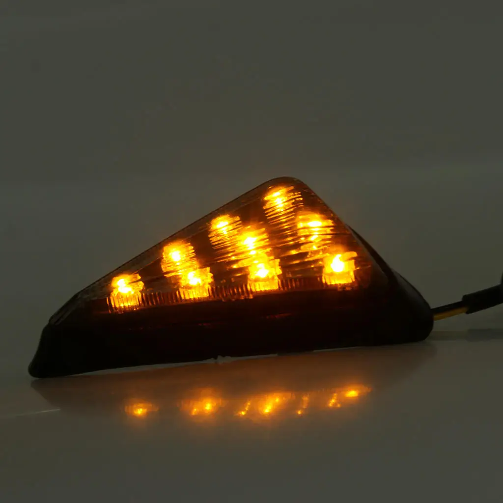 

1Pair Motorcycle Triangle LED Turn Signal Light Bulb Smoke YellowLamp 12V