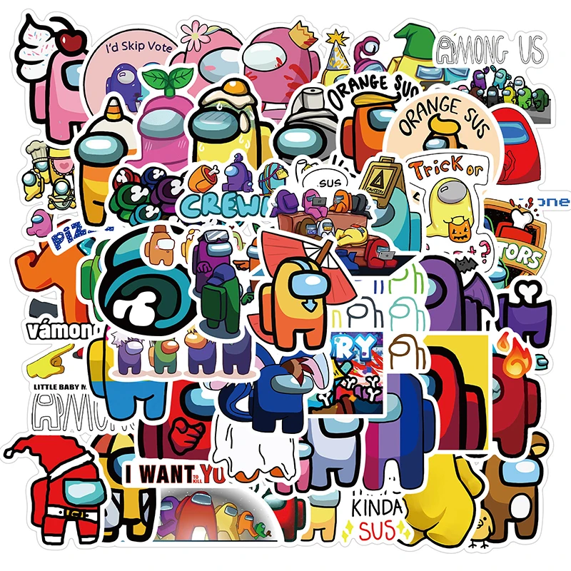 

50PCS /1SET Pack Among Us Game Stickers For Skateboard Fridge Guitar Laptop Motorcycle Travel Luggage Cartoon Graffiti Stickers