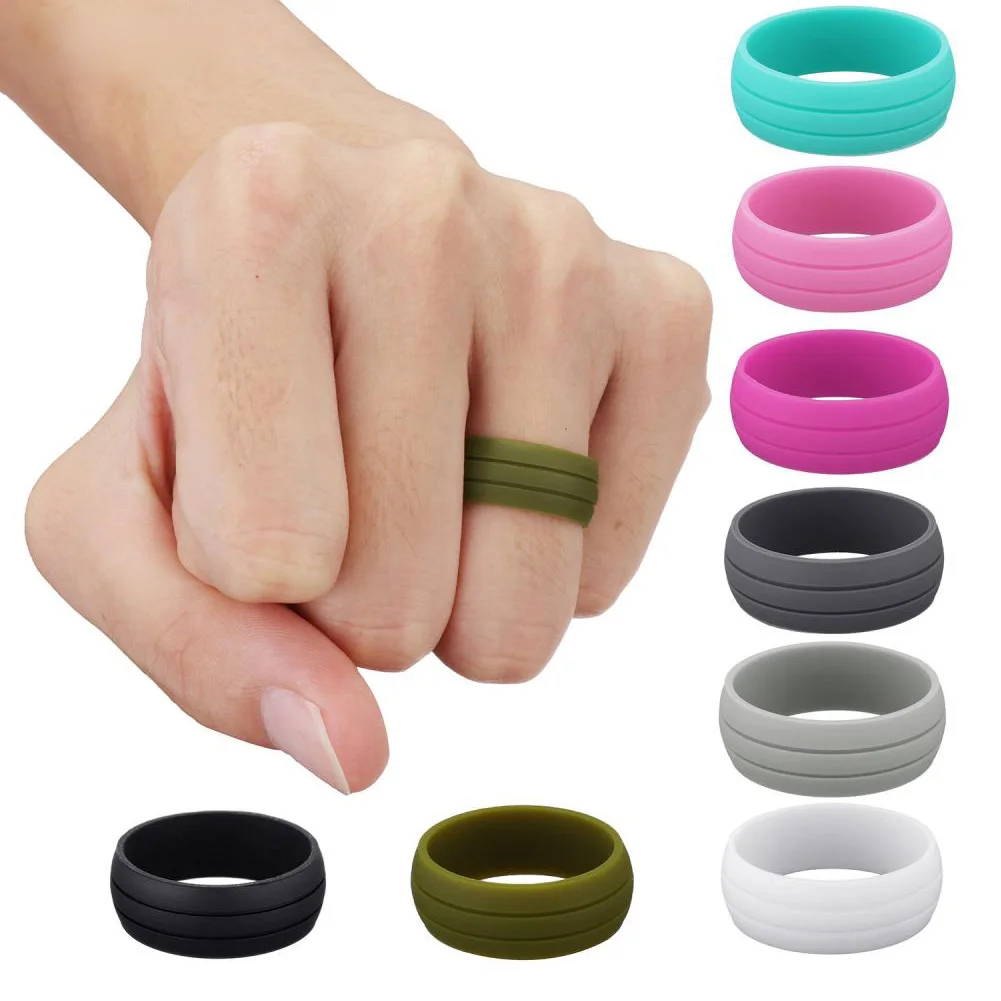 Простое кольцо из силикагеля для мужчин и женщин обручальное черное мягкое