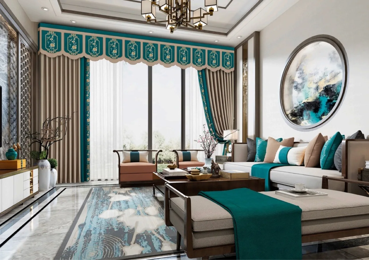 

Silk High-Precision Cotton Shade Curtain New Chinese Classical Light Luxury Living Room Bedroom Curtain