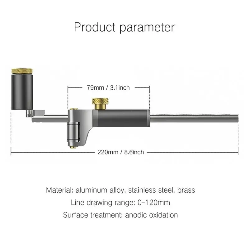 

Woodworking Straight-Line Arc Dual-Use Scriber Anti-Scratch Ergonomic DIY Drawing Measuring Instrument Practical Drawing Tool