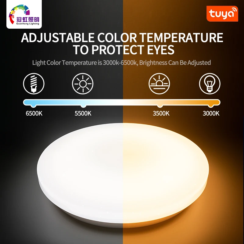 

GuanHong Modern LED Smart Ceiling Light WiFi APP Intelligent Control Home Lamp RGB Dimming Alexa Google Assistant Home Light