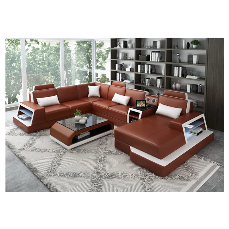 Элегантный кожаный диван дизайн и натуральная кожа шезлонг|Наборы для гостиной| |