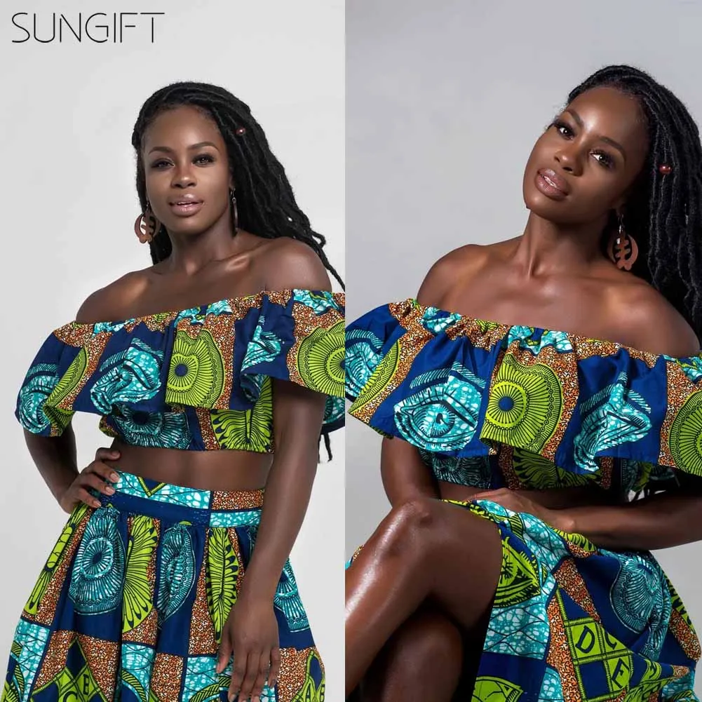 SUNGIFT Dashiki/Вечерние платья с открытыми плечами разноцветное платье принтом 2019