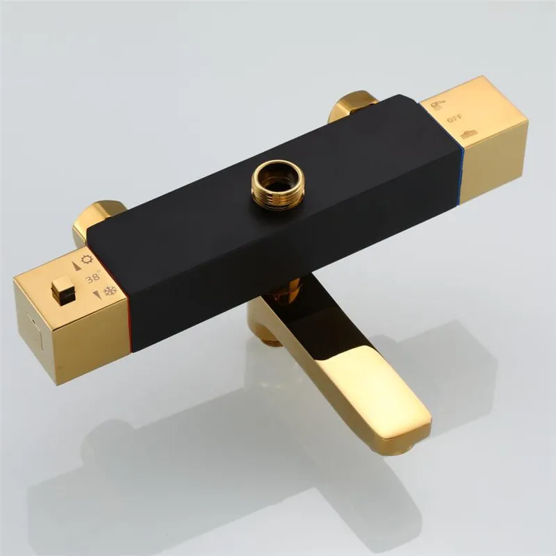 Термостатический смеситель для душа кран горячей и холодной воды золотистого