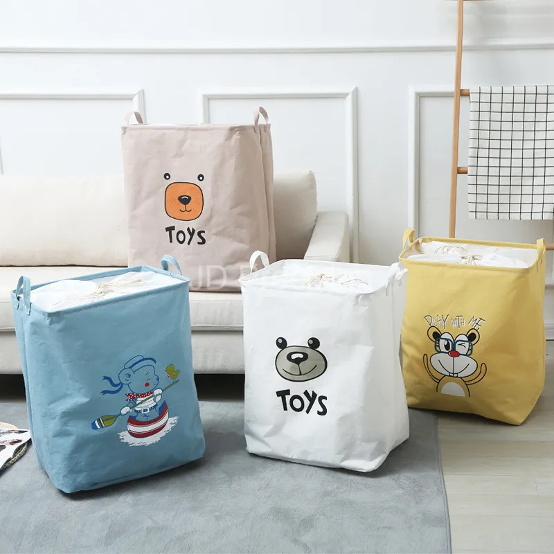

Cartoon Storage Basket Laundry Basket for Kids Toy Barrel Dirty Clothes Sundries Storage Basket Folding Bag Household Organizers