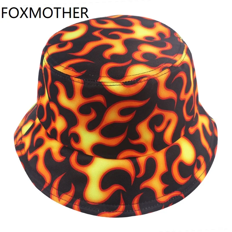 Панама FOXMOTHER Мужская, черная, с принтом пламени