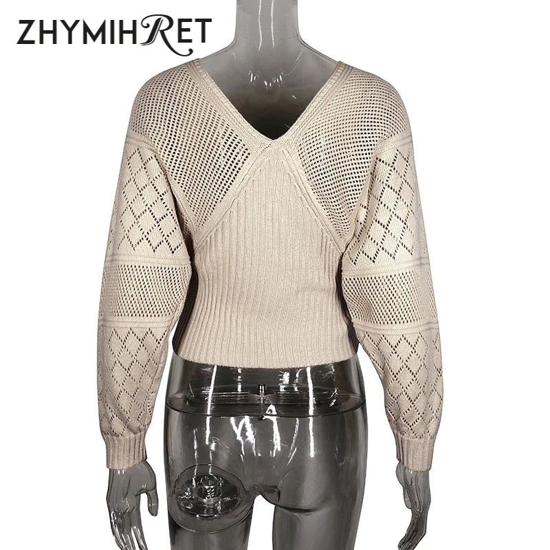 ZHYMIHRET/2019 осенний вязанный женский свитер летучая мышь рукав джемпер выдалбливают