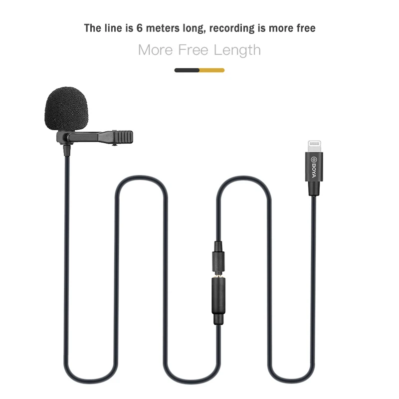 Мини конденсаторный микрофон BOYA с отворотом и зажимом профессиональный аудио