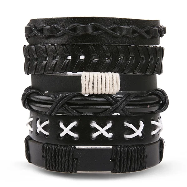 IFMIA богемные деревянные плетеные браслеты ручной работы, браслеты Pulsera для мужчин, винтажный многослойный синий кожаный браслет с бусинами, браслеты - Окраска металла: ZL0000701