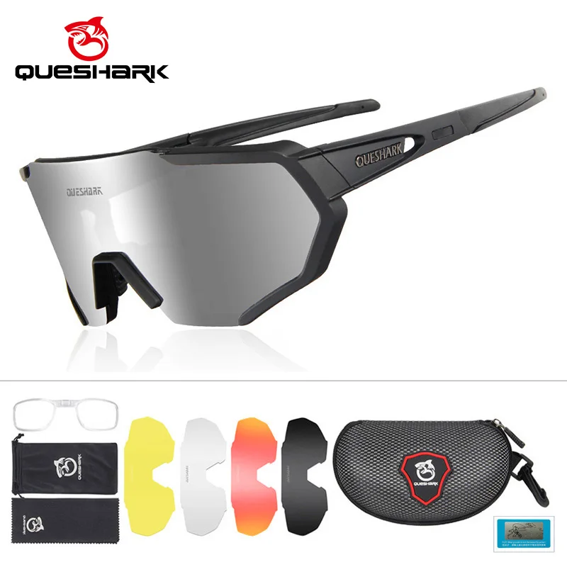 

QUESHARK Professional Big Frame HD Polarized Cycling Sunglasses 5 Lens/Set Road Bike Bicycle Glasses MTB Goggles Eyewear QE42