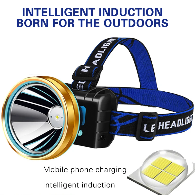 

USB Rechargeable Headlight Inductive on/off Headlamp T6 Waterproof 300-500m Long-Range Work Light for Outdoor Fishing B2Cshop