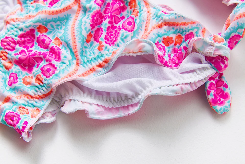 Новый 2021 одежда для купания девочек платье в складку купальник бикини комплект