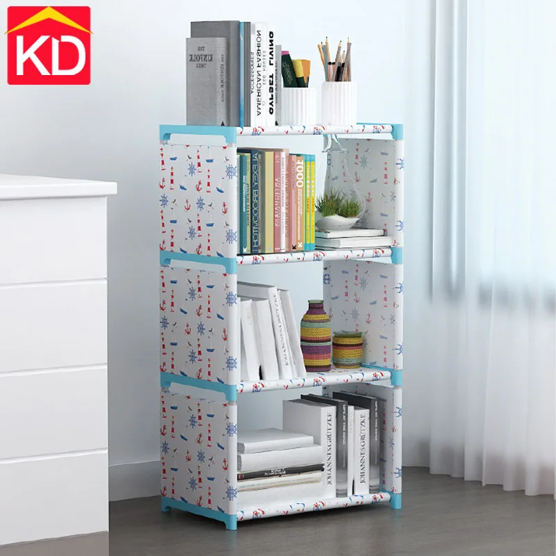 Многослойный DIY простой современный студенческий детский книжный шкаф с задней