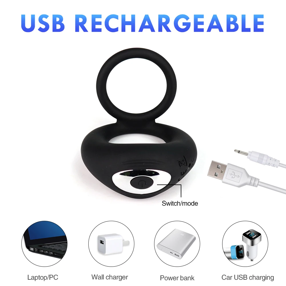 Двойное кольцо-вибратор Силиконовое кольцо на пенис массажер для задержки