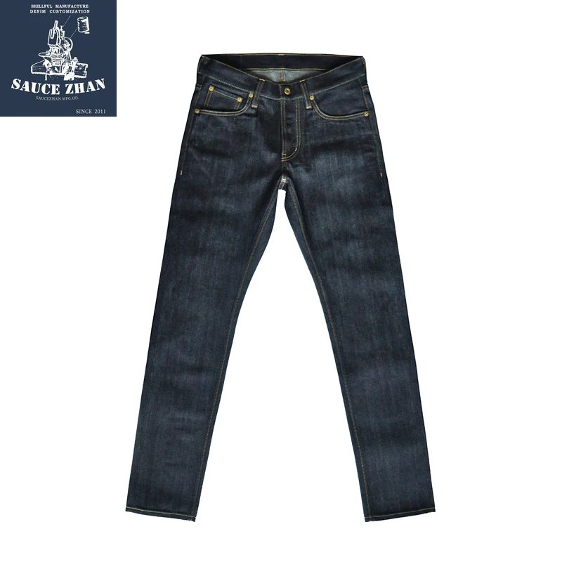 SauceZhan 310XX-JP Япония Okayama ткань Selvedge джинсы сырые джинсовые джинсы немытые синие джинсы Япония Мужские джинсы облегающие джинсы