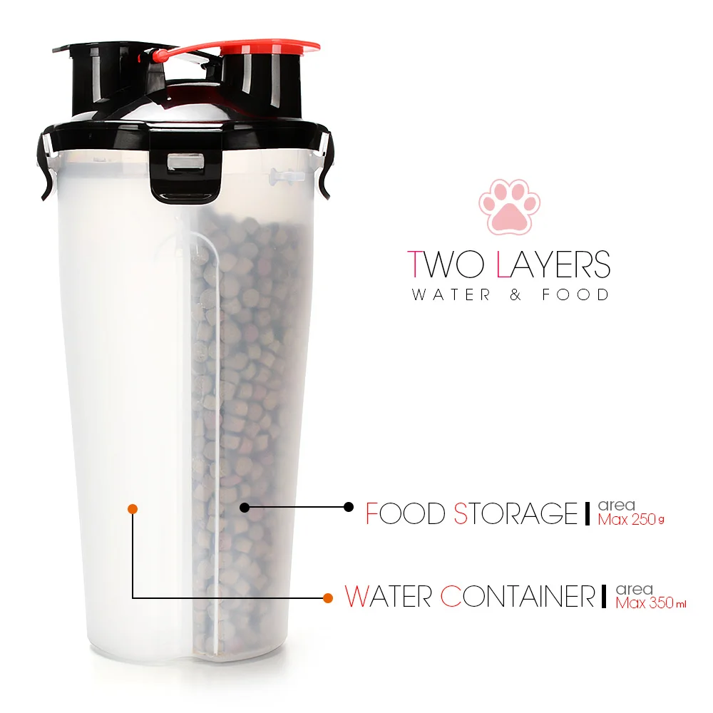 Портативная бутылка для воды 2 в 1 домашних животных контейнер еды со складной
