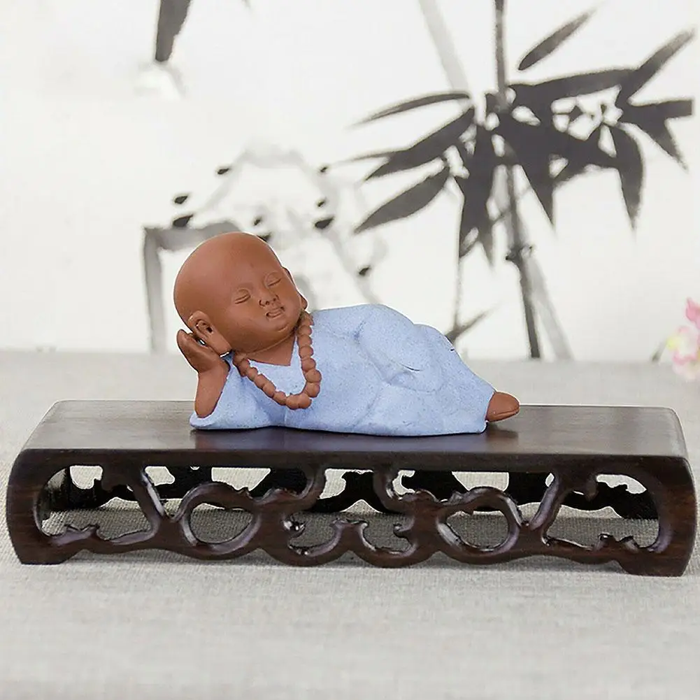 

Rectangular Handicraft Ornaments Wenge Wooden Base Carved Bonsai Bonsai Wooden Support Buddha Mahogany Stone Odd Statue D4X9