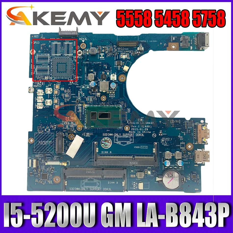 

Akemy LA-B843P для DELL Inspiron 5558 5458 5758 Материнская плата ноутбука I5-5200U CN-0FRV68 FRV68 материнская плата 100% тестирование