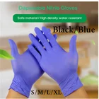 Нитриловые перчатки, черные, 100 шт., пищевые, экологически чистые, водонепроницаемые, гипоаллергенные, одноразовые, безопасные рабочие перчатки, размера плюс SMLXL