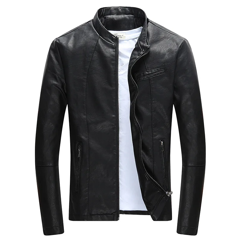 

2021 Autumn New Arrival Good Quality Pu Bike Jacket Stand Collar Slim Kurtka Wiosenna Skóra