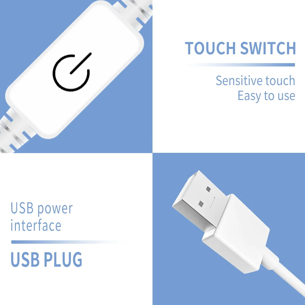 

Touch Switch Mirror Decor Light Bulbs LED Makeup Vanity Table Lamp 5V Full Backlit Bombilla LED Bathroom Cosmetic Mirror Light