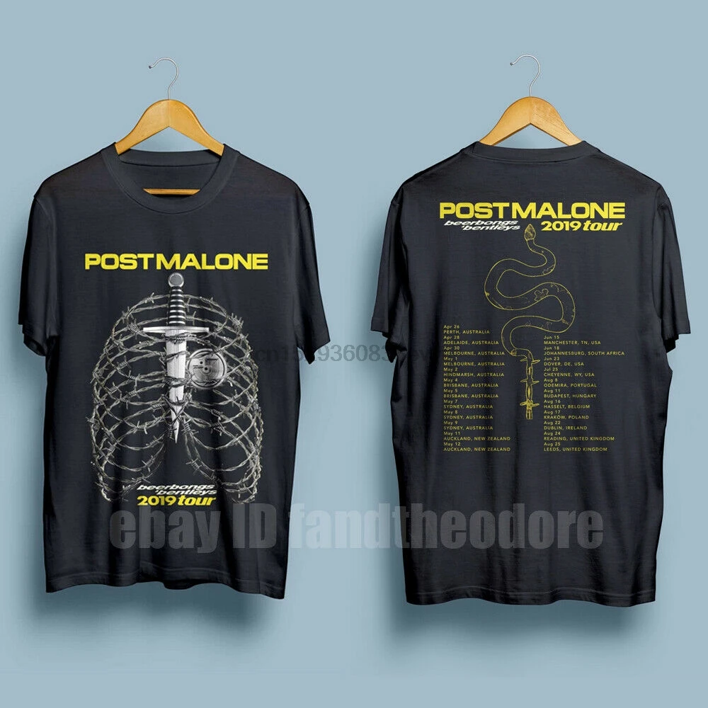 

Post Malone Beerbongs Bentleys Tour 2019 Mens Black T-Shirt Size S-Xxl