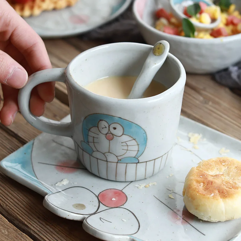 Креативная керамическая тарелка/Ложка/миска DORAEMON специальная чашка с прорезями