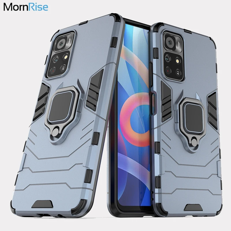 

Tough Hybrid Armor Cover For Xiaomi MI POCO M4 Pro Case With Magnetic Finger Ring Socket Stand Protective Phone Fundas