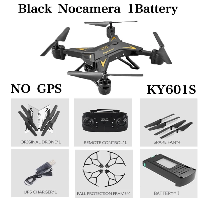 Black Nocamera 1B Новое поступление Дрон с GPS Квадрокоптер 2000 метров расстояние управления RC вертолет Дрон с 5G 4K HD камера складной KY601G KY601S - Цвет: Black Nocamera 1B