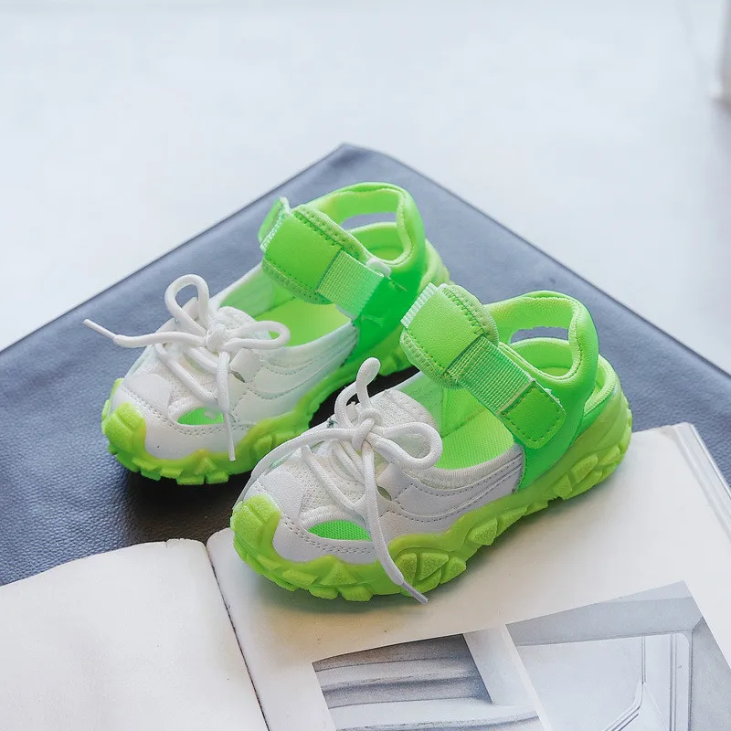 

Children's Sports Shoes 2021 Summer New Boys' Baotou Hollow Sandals Korean Girls Soft-soled Casual Beach Shoes