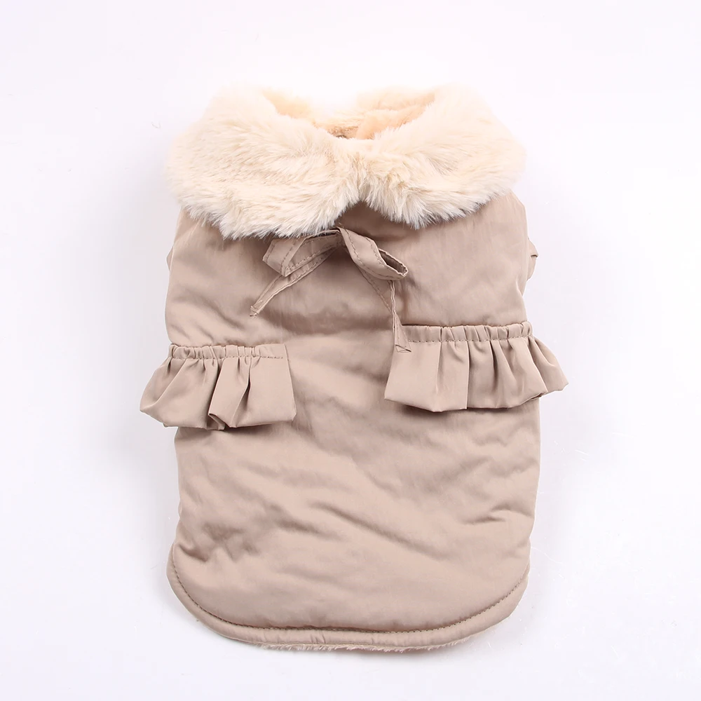 

Nieuwe Hond Kat Hoodie Jas Outfit Faux Bontkraag Huisdier Puppy Jacket Winter Warme Kleren Kleding 7 Maten 3 Kleuren