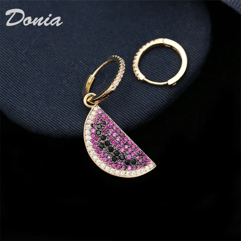 Ювелирные изделия Donia модные серьги арбуза асимметричные микро инкрустированные
