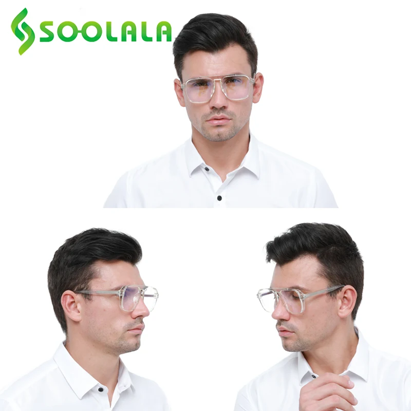 

SOOLALA Oversized TR90 Anti Blue Light Glasses Women Men Computer Glasses Myopia Prescription Eyewear Glasses
