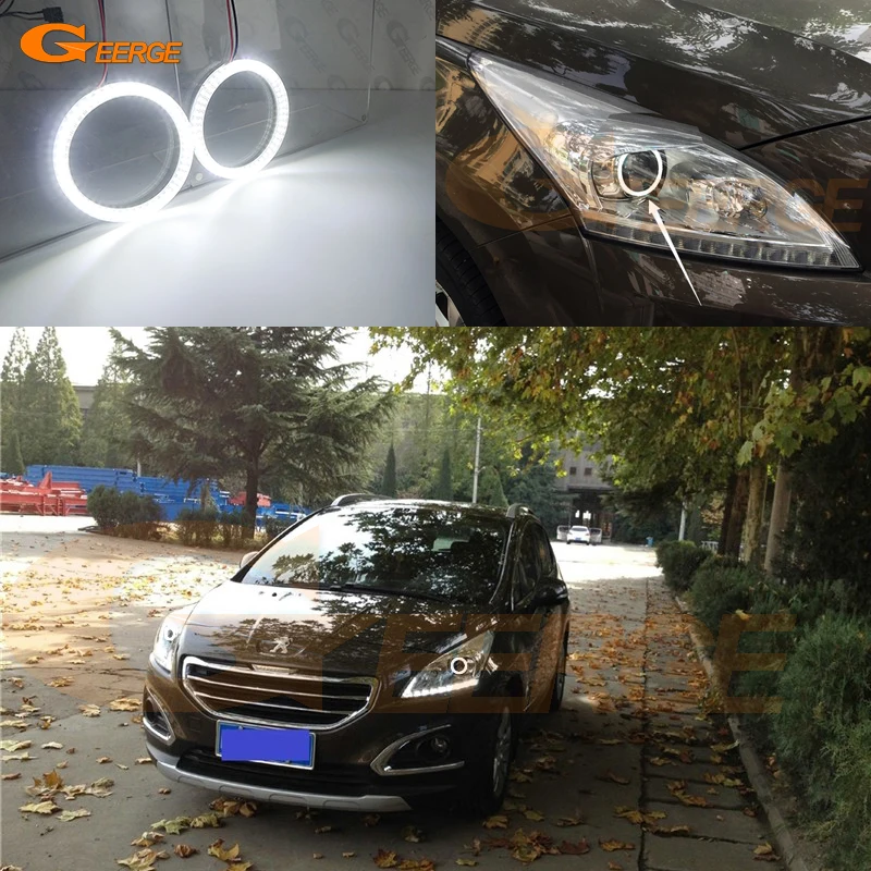 

For Peugeot 3008 I Facelift 2013 2014 2015 2016 Projector headlight Ultra bright SMD LED Angel Eyes halo rings kit Day Light