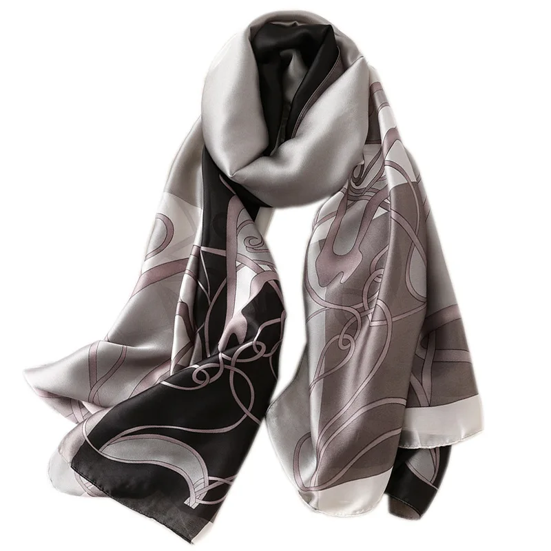 

2021 Luxury Brand Spring Autumn New Style Elegant Scarves Real Silk Scarf Women Fashion Warming Sun-resistant Beach blanket