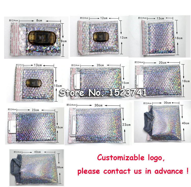10 шт. голографические металлические конверты с пузырьками гламур красочные