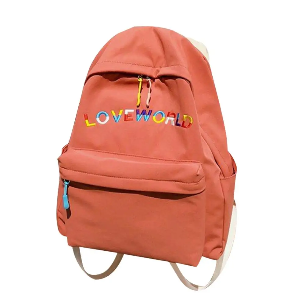 

School Bag Backpacks Solid Female New Travel Backpacks Teenage Girl LOVEWORLD Embroidery Letter Shoulder Bag