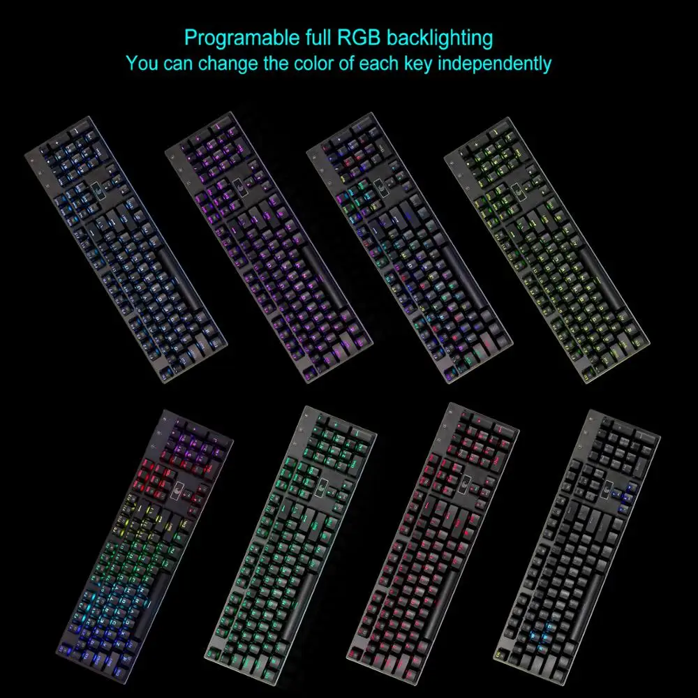 Z-88 RGB игровая клавиатура с механическими кнопками Outemu сменный 104 ключ Алюминий