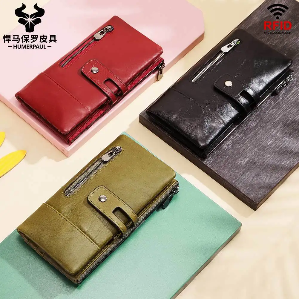

New fashion women wallet Genuine leather casual long mobile phone bag First layer cowhide women's clutch