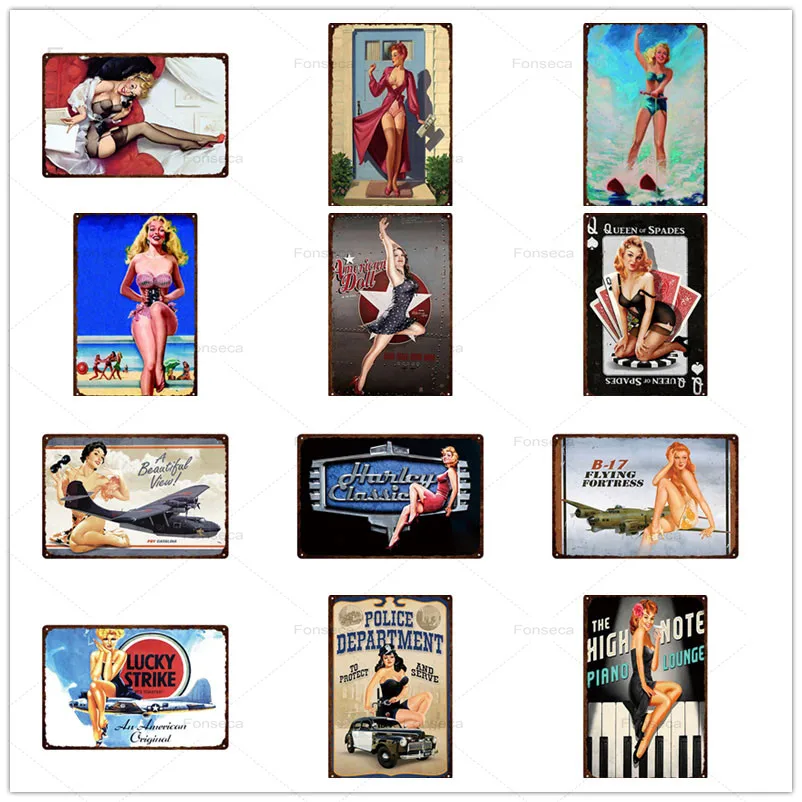 Магазин для серфинга сексуальная булавка девушек Настенный декор металлическая